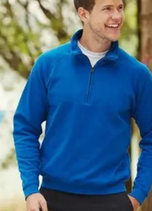 Флісовий светр на блискавці синя толстовка худі анорак кофта