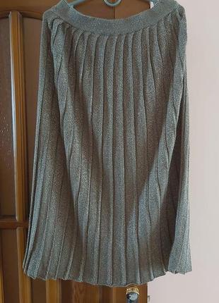 Трендова спідниця юбка пліссе міді з люрексом2 фото