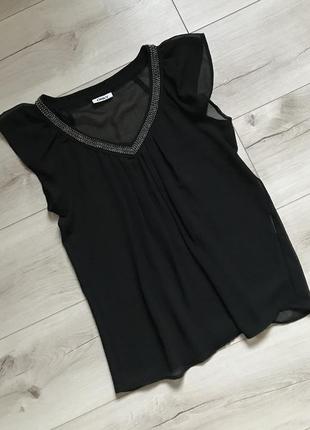 Чёрная блуза топ с отделкой из бисера only1 фото