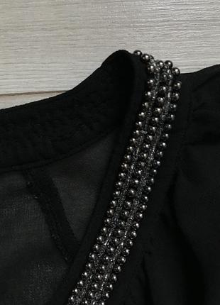 Чёрная блуза топ с отделкой из бисера only3 фото