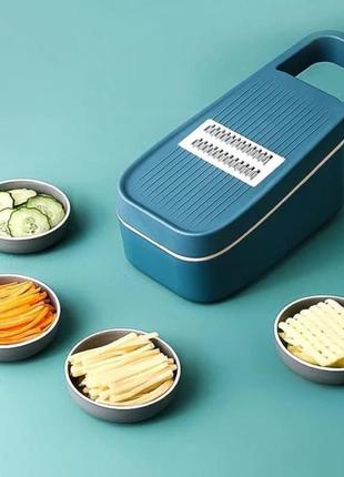 Тертка з контейнером multi-purpose kitchen cutter зі змінними лезами та насадками3 фото