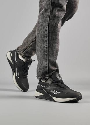 Мужские кроссовки reebok nano x2 fleece / утепленные / зимние / обувь / водонепроницаемые / флис / спортивные / черные, серые