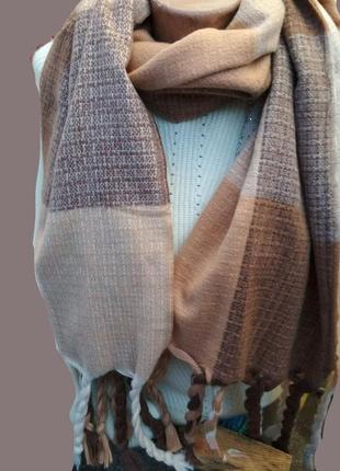 Розпродаж, красивий жіночий, кашеміровий, зимовий, теплий, 180х70 см, в клітинку шарф, гарна якість3 фото