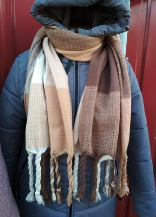 Рапродажа, красивый женский, зимний, кашемировый, теплый, 180х70 см, в клетку шарф,...