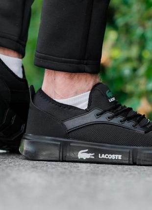 Кроссовки кеди сеточка lacoste 2023 - full black3 фото