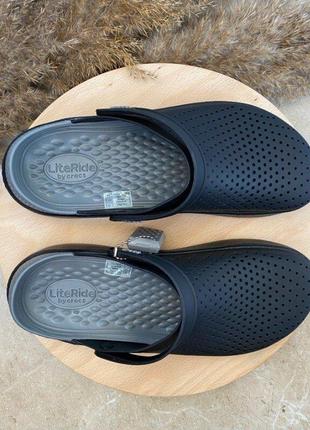 Крокс лайтрайд клог чорні crocs literide black / slate grey clog8 фото