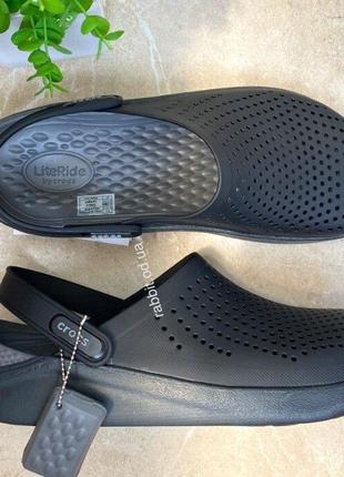 Крокс лайтрайд клог чорні crocs literide black / slate grey clog10 фото