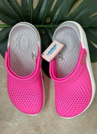 Крокс лайтрайд клог рожеві crocs literide clog electric pink/almost white3 фото