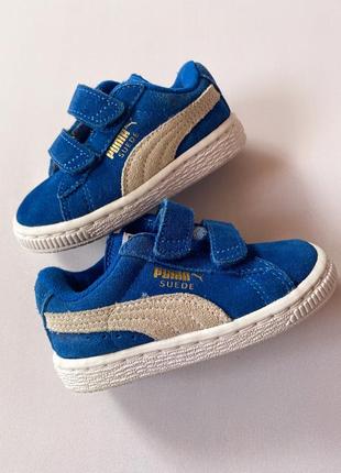 Замшевые синие/голубые детские кроссовки 20 размер пума/puma suide2 фото