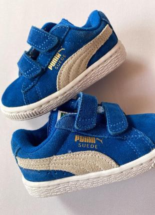 Замшевые синие/голубые детские кроссовки 20 размер пума/puma suide3 фото