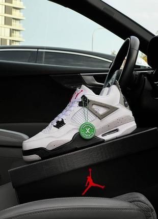 Мужские кроссовки nike air jordan 4 retro / найк джордан / демисезонные / весенние, летние, осенние / обувь / кожа, нубук / белые, черные, серые