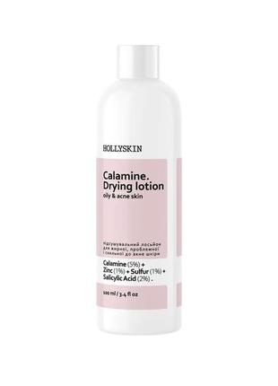 Підсушувальний лосьйон для жирної, проблемної і схильної до акне шкіри hollyskin calamine. drying lotion 100 мл