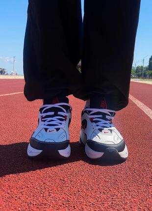 Nike m2k tekno black white “red logo”3 фото