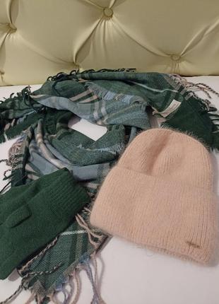 Шикарная шапочка ангора полоска флис