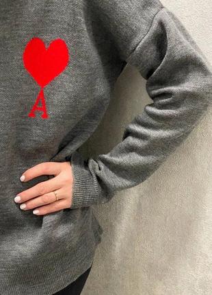 Красивый свитер джемпер свободного кроя с сердцем в стиле ami ❤️7 фото