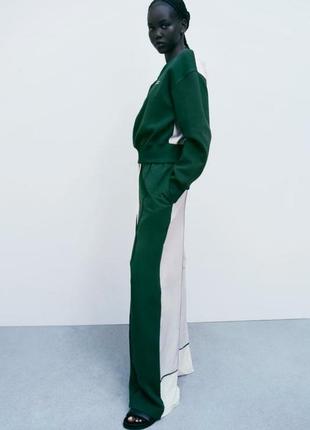 Zara комбінований костюм котон+фліс, штани палацо, двокольровий,комбінований