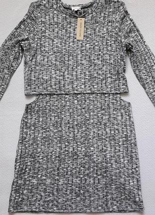 Бесподобное трикотажное платье с длинным рукавом в широкий рубчик river island