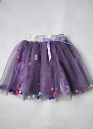 Детская юбка из фатина с помпонамт