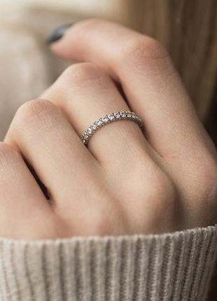 Срібна каблучка доріжка з фіанітами