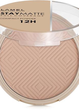 Пудра компактна матувальна для обличчя lamel make up stay matte compact powder1 фото