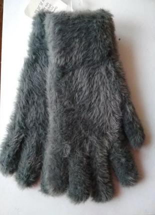 Распродажа, рукавички двойные женские, шерсть альпаки, новые, очень теплые и мягкие, цвет серый