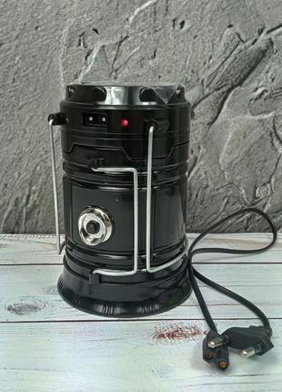 Фонарик кемпинговый светильник на солнечной батарее черный (72)2 фото