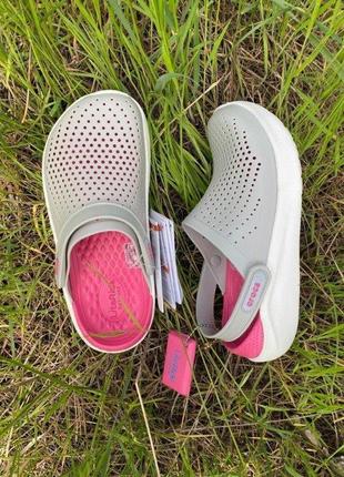 Крокс лайтрайд клог сірі crocs literide pearl/white clog9 фото