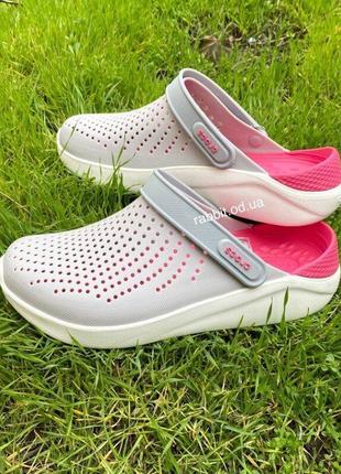 Крокс лайтрайд клог сірі crocs literide pearl/white clog10 фото