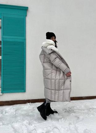 Теплий довгий пуховик2 фото