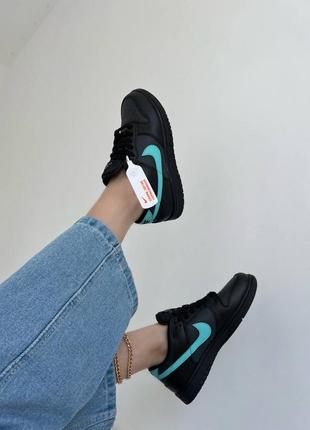 Nike sb dunk tiffany кросівки натуральна шкіра чорні тіфані10 фото