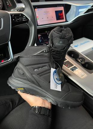 Мужские кроссовки columbia firecamp high all black fur / утепленные / зимняя / обувь / высокие / водонепроницаемые / с мехом / черные
