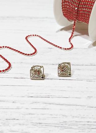 Сережки гвоздики у формі діаманта / сережки цвяшки у формі діаманта