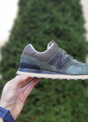 New balance 574 хаки топ качество кроссовки мужские замшевые 2009 баланс осенние весенние демисезонные демисезон низкие замша зеленые кеды6 фото