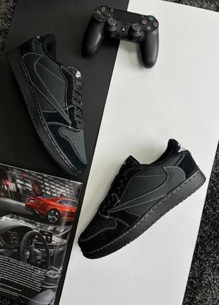 Мужские кроссовки nike air jordan 1 low ts og black phantom / найк джордан / демисезонные / весенние, летние, осенние / нубук, замша / черные