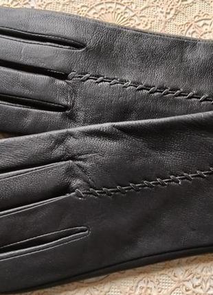 Нові шкіряні перчатки 7-7,5р темно-сірий колір2 фото