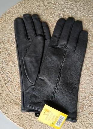 Новые кожаные перчатки 7-7,5р темно-серый цвет