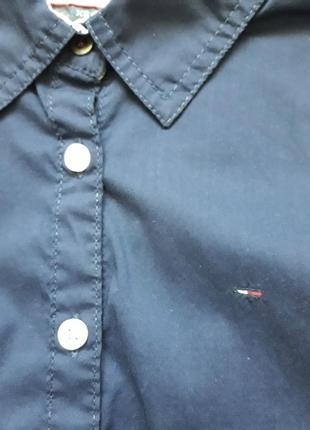 Фірмова стрейчева темно-синя сорочка з довгим рукавом tommy hilfiger оригінал7 фото