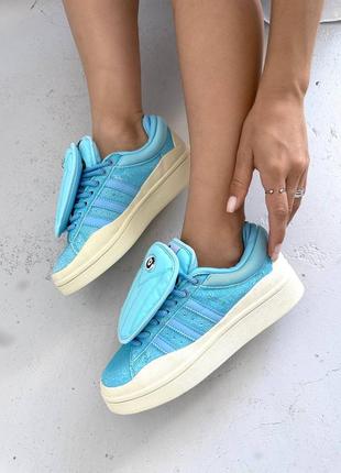 🔥 adidas campus x bad bunny blue кроссовки голубые замша язычки3 фото