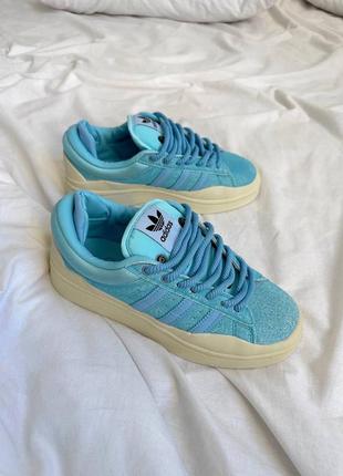 🔥 adidas campus x bad bunny blue кроссовки голубые замша язычки9 фото