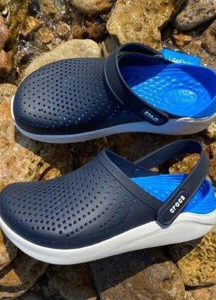 Крокс лайтрайд клог сині crocs literide clog navy white clog8 фото