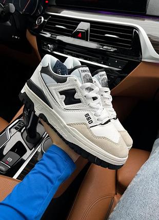 New balance 550 white/black женские кроссовки