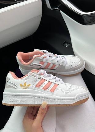 🔥adidas forum orange кросівки натуральна шкіра білі