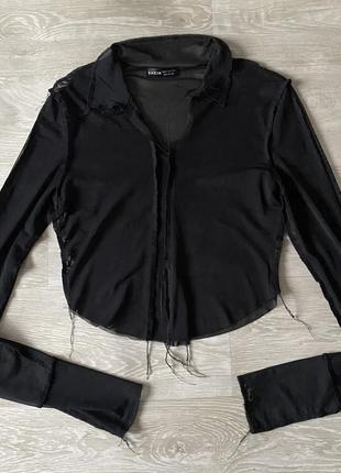 Прозрачная черная блузка2 фото