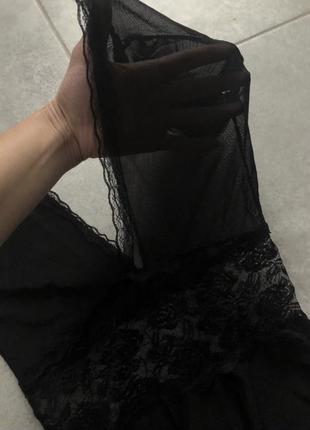 Легкий прозрачный длинный эротический пеньюар-платье с сексуальным разрезом на ноге5 фото