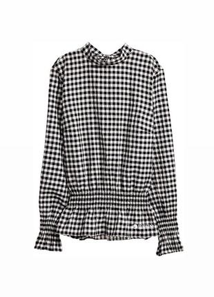 Блуза в клітинку чорно-біла сіра із завʼязкою на спині h&m1 фото