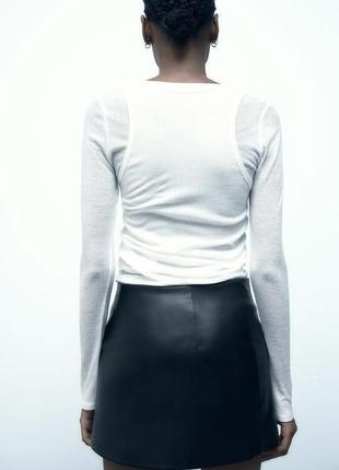 Кожаная асимметричная юбка zara. оригинал с бумажными бирками с официального сайта4 фото