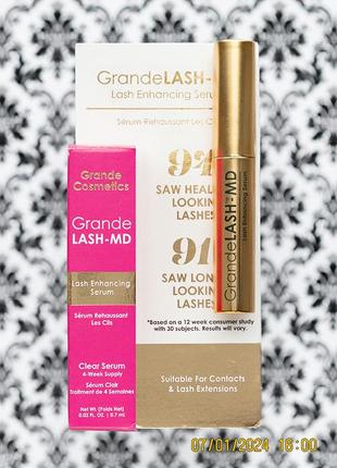 Сироватка для росту і зміцнення вій grande cosmetics lash md enhancing serum 0.7 мл