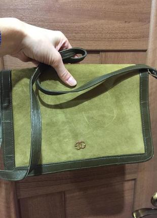 Оригінальна вінтажна сумка з натуральної замші