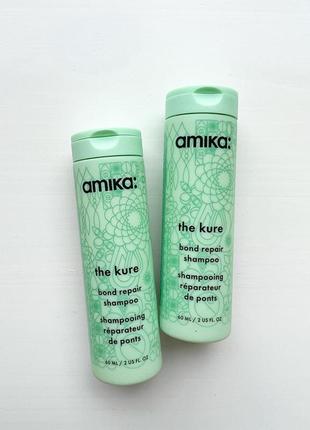 Восстанавливающий шампунь для поврежденных волос amika the kure bond repair shampoo for damaged hair, 60 мл
