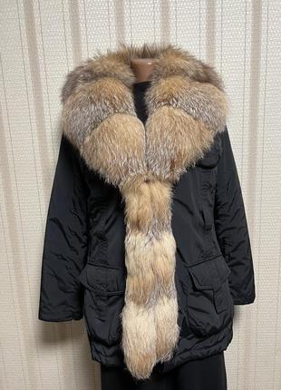 Brax удлиненная куртка с натуральным мехом
